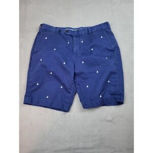 Brooks Brothers Bermuda Shorts Mens 36 Blue AOP Sail Boats Lightweight Outdoor‎